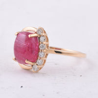 3.88 Ct Cushion Cabochon Cut Natural Spinel 14K Gold Ring