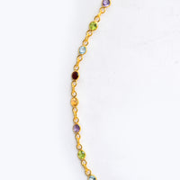 9.65 Ct Round Garnet, Peridot, Blue Topaz, Citrine, Amethyst 925 Sterling Silver Necklace