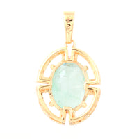 2.31 Ct Oval Mixed Cut Natural Emerald 14K Gold Pendant