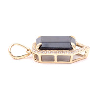 3.86 Ct Octagon Natural Sapphire 14K Gold Pendant