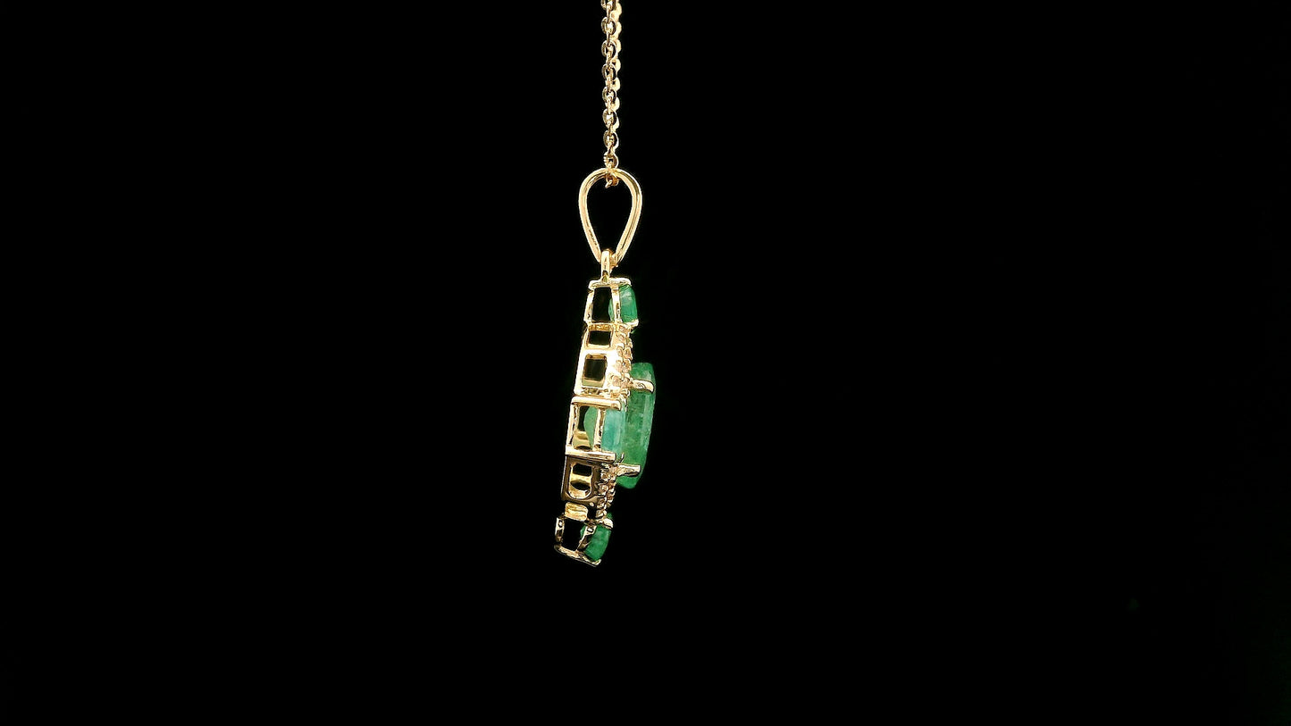 1.64 Ct Oval Emerald 14K Gold Pendant