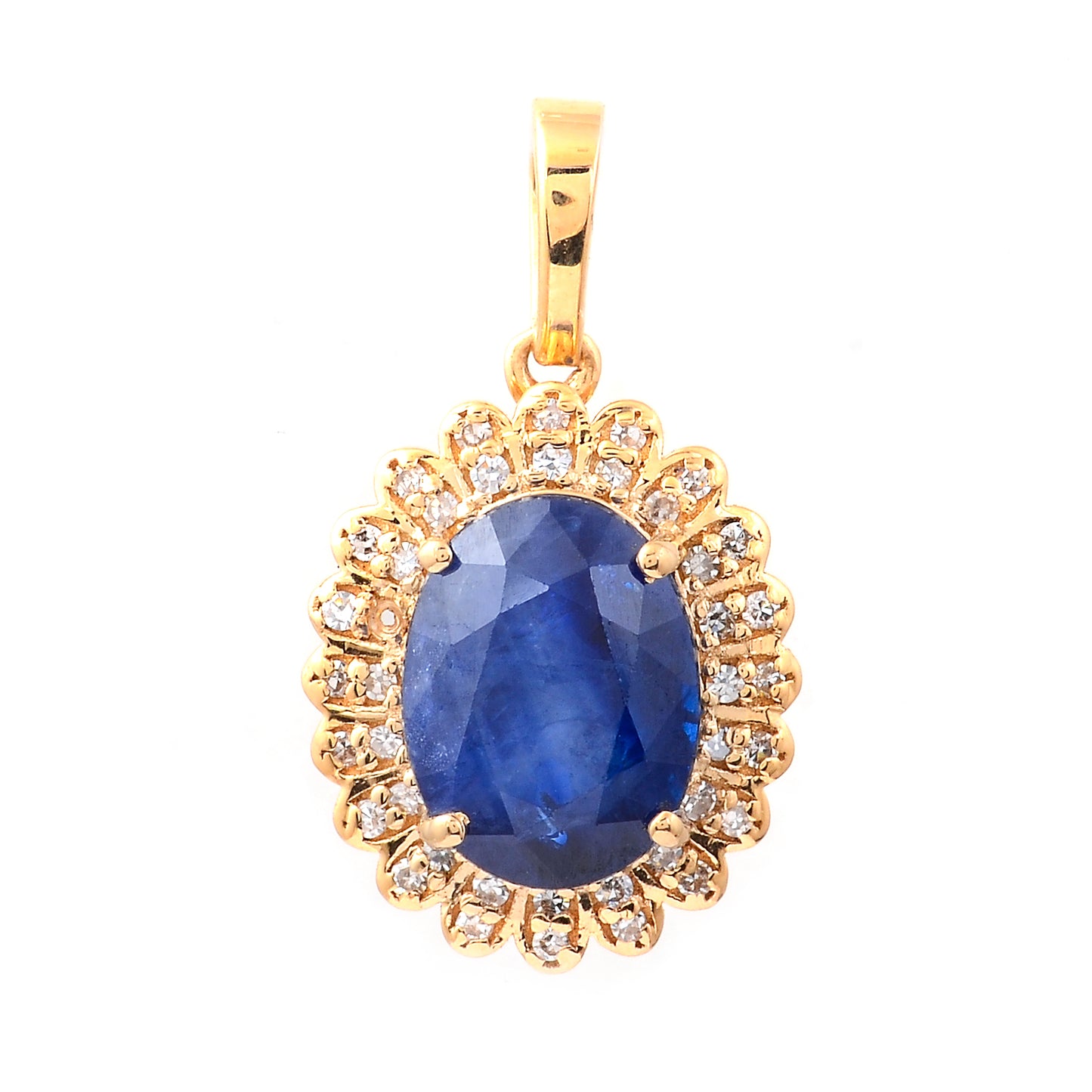 3.33 Ct Oval Mixed Cut Natural Sapphire 14K Gold Pendant