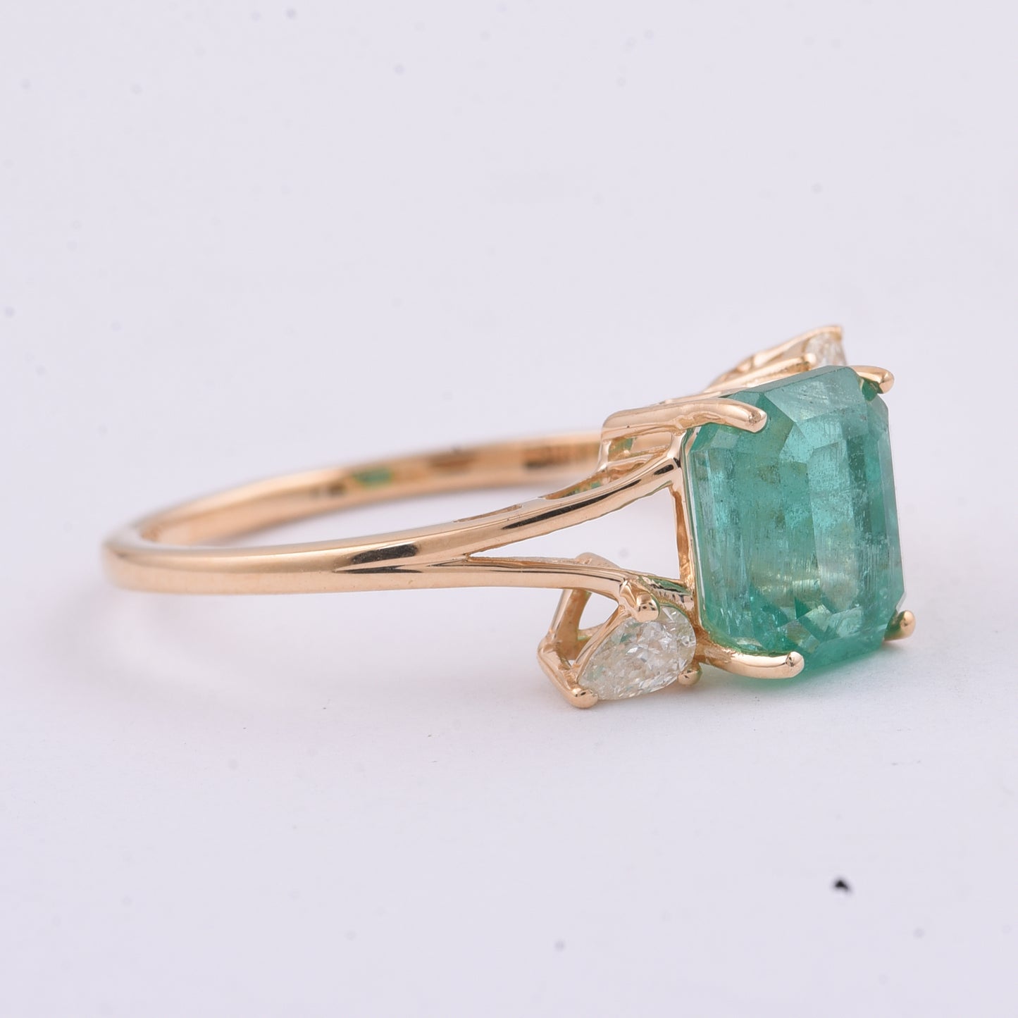 2.31 Ct Octagon Step Cut Natural Emerald 14K Gold Ring