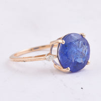 5.39 Ct Round Natural Tanzanite 14K Gold Ring