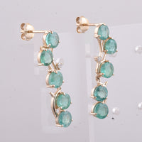 4.56 Ct Round Natural Emerald 14K Gold Earrings
