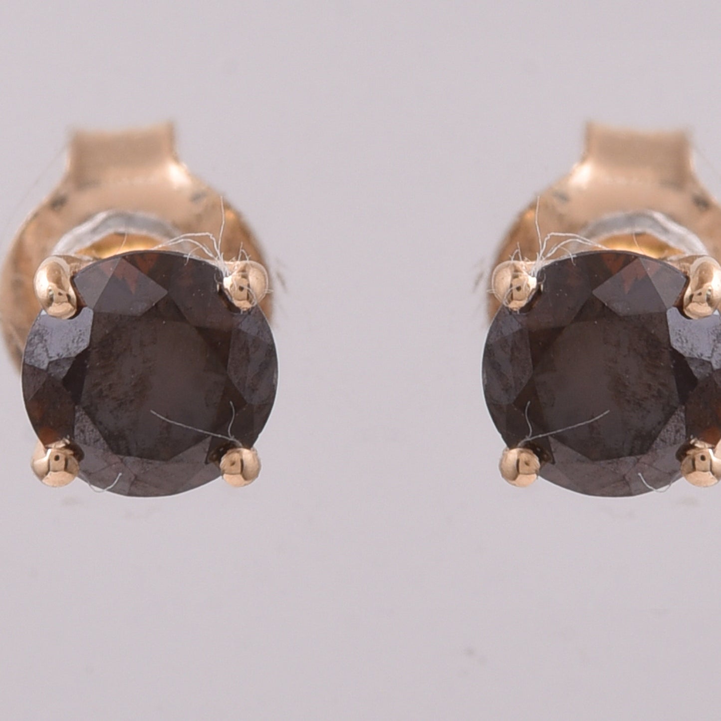 0.54 Ct Round Brown Diamond 14K Gold Earrings