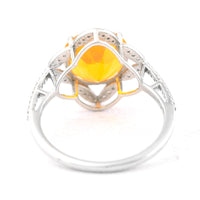 2.47 Ct Round Mixed Cut Natural Fire Opal 950 Platinum Ring