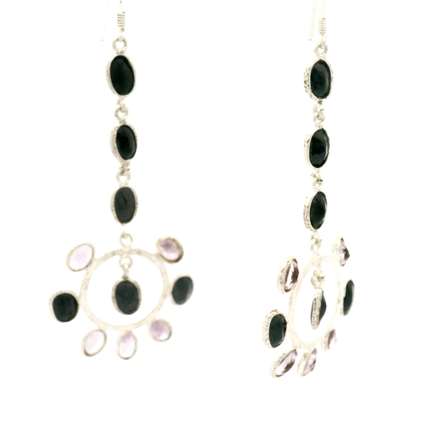 18.50 Ct Amethyst, Sapphire 925 Sterling Silver Earrings