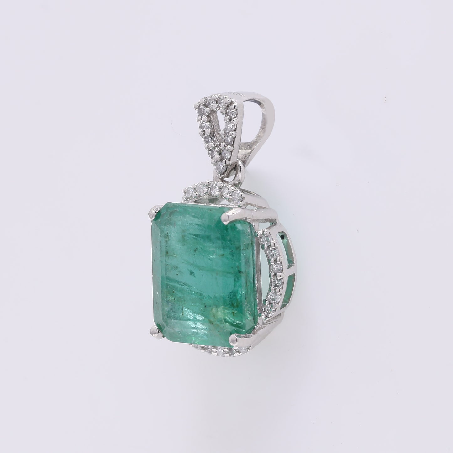 3.75 Ct Octagon Step Cut Natural Emerald 950 Platinum Pendant