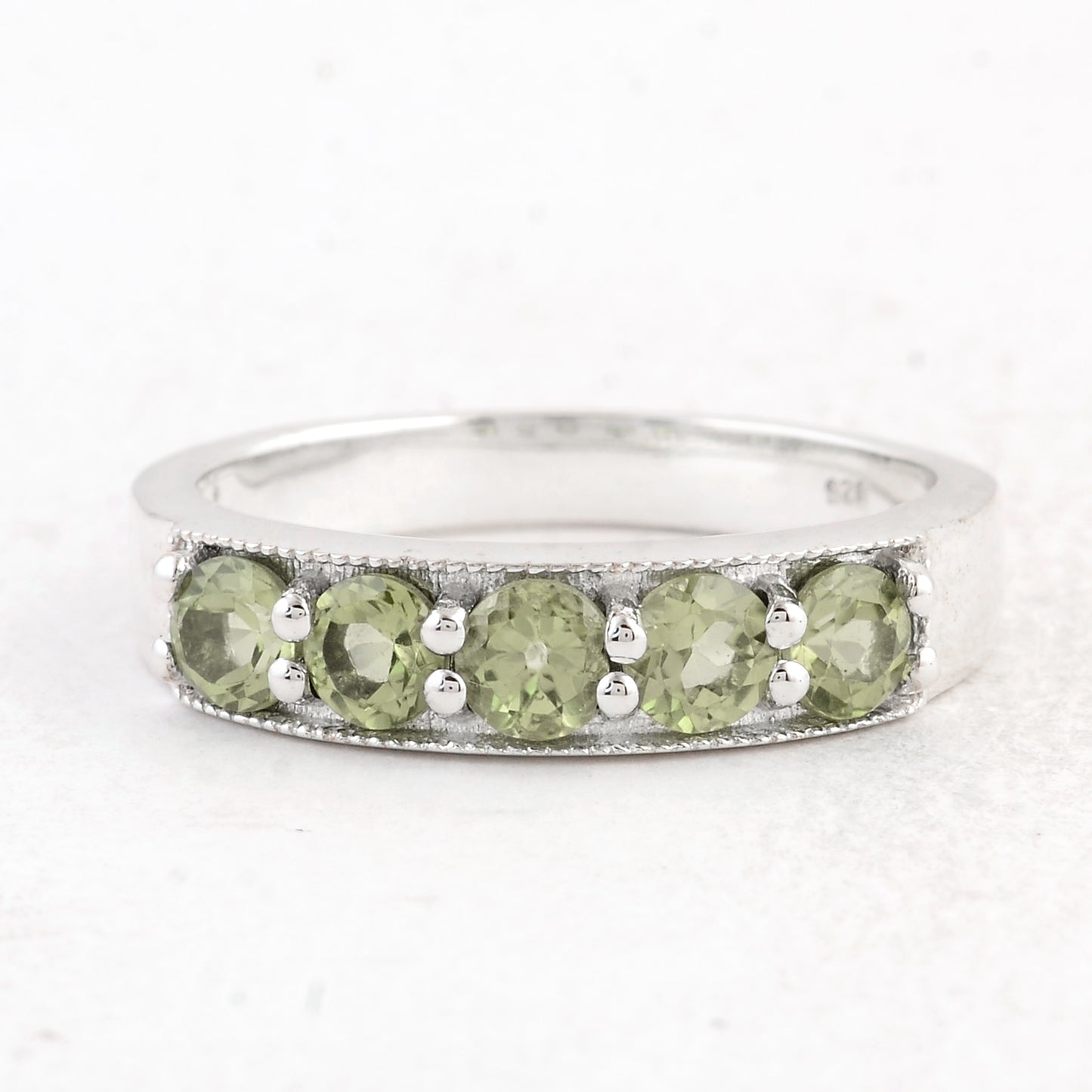 1.43 Ct Round Peridot 925 Sterling Silver Ring
