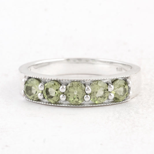 1.43 Ct Round Peridot 925 Sterling Silver Ring
