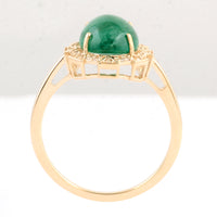 3.08 Ct Oval Cabochon Natural Beryl Emerald 14K Gold Ring