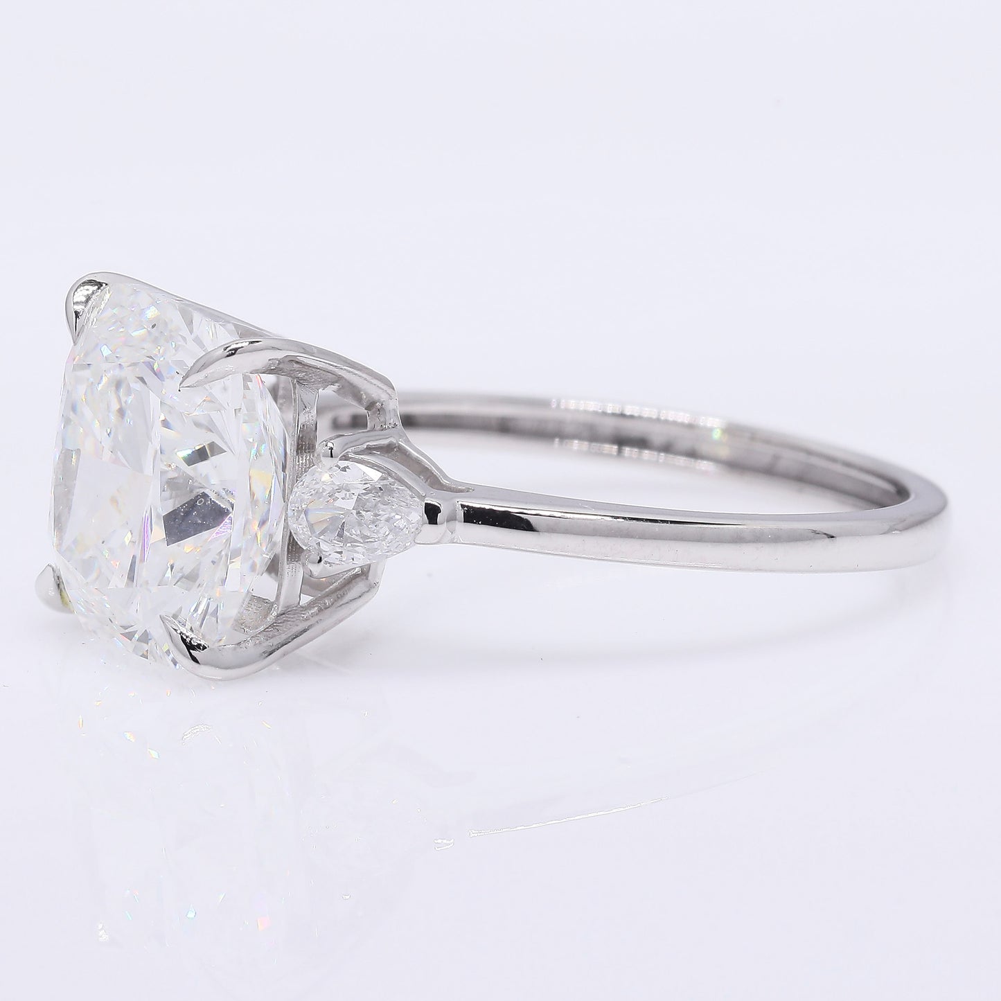 5.02 Ct Square Cushion Modified Brilliant Lab Grown Diamond 950 Platinum Ring