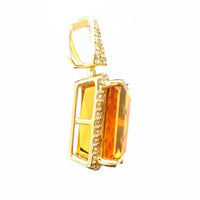 3.06 Ct Cushion Mixed Cut Natural Fire Opal 14K Gold Pendant