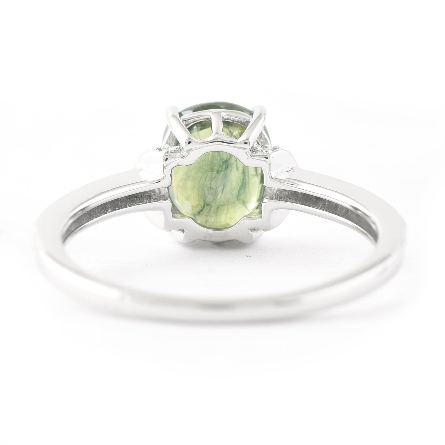 2.26 Ct Oval Mixed Cut Natural Green Sapphire 950 Platinum Ring