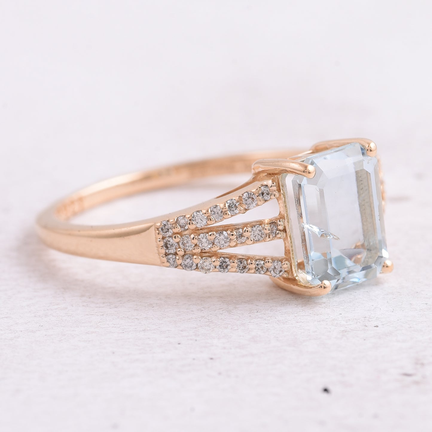 1.62 Ct Octagon Step Cut Natural Aquamarine 14K Gold Ring