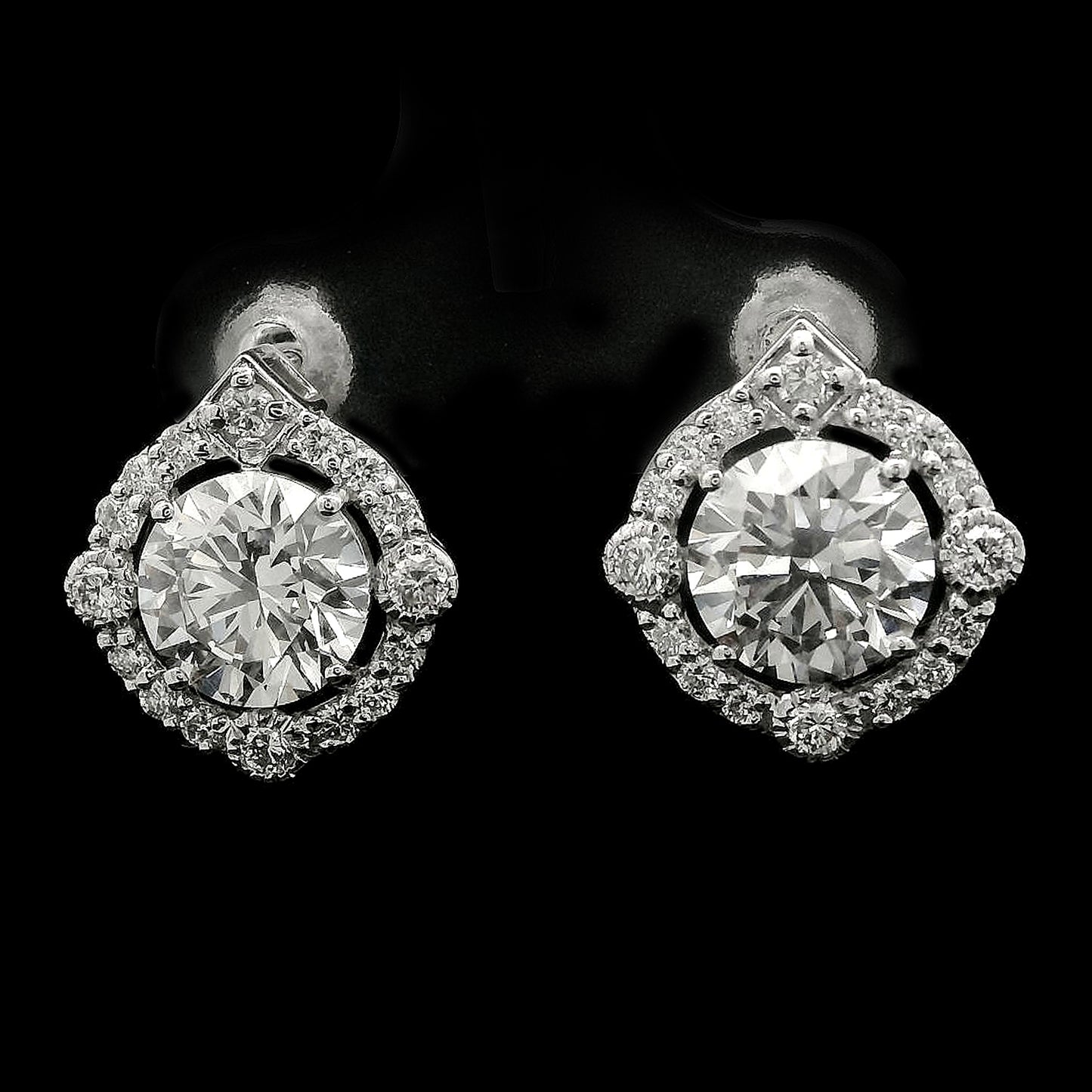 3.64 Carats Lab Grown Diamond 14K Gold Earrings