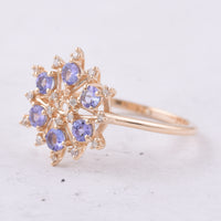 0.53 Ct Round Natural Tanzanite 14K Gold Ring