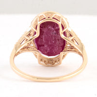6.20 Ct Oval Mixed Cut Natural Corundum Ruby 14K Gold Ring