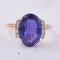 4.87 Ct Oval Natural Tanzanite 14K Gold Ring