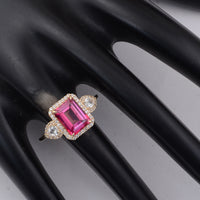 3.57 Ct Octagon Pink Topaz 9K Gold Ring