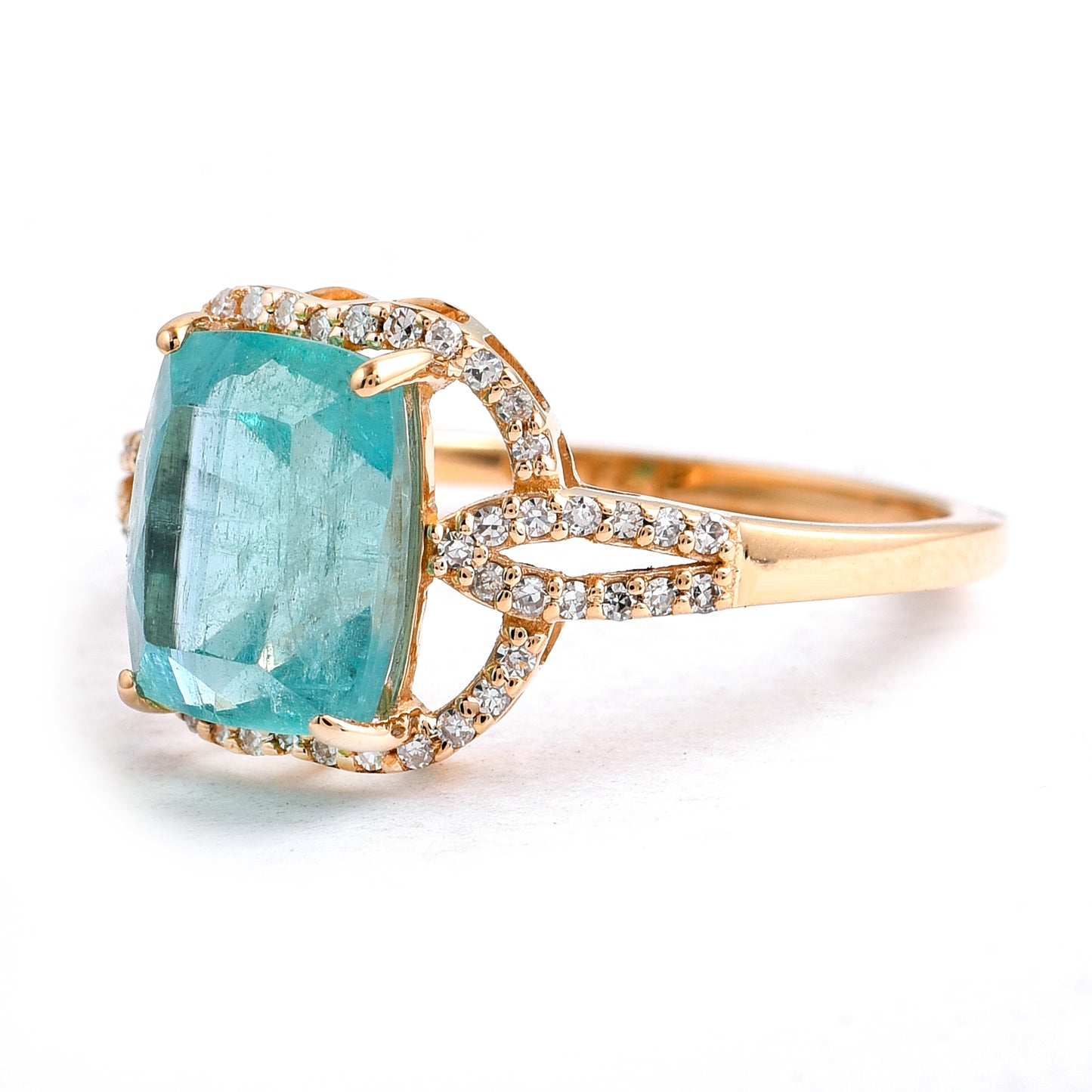 2.92 Ct Oval Mixed Cut Natural Emerald 14K Gold Ring