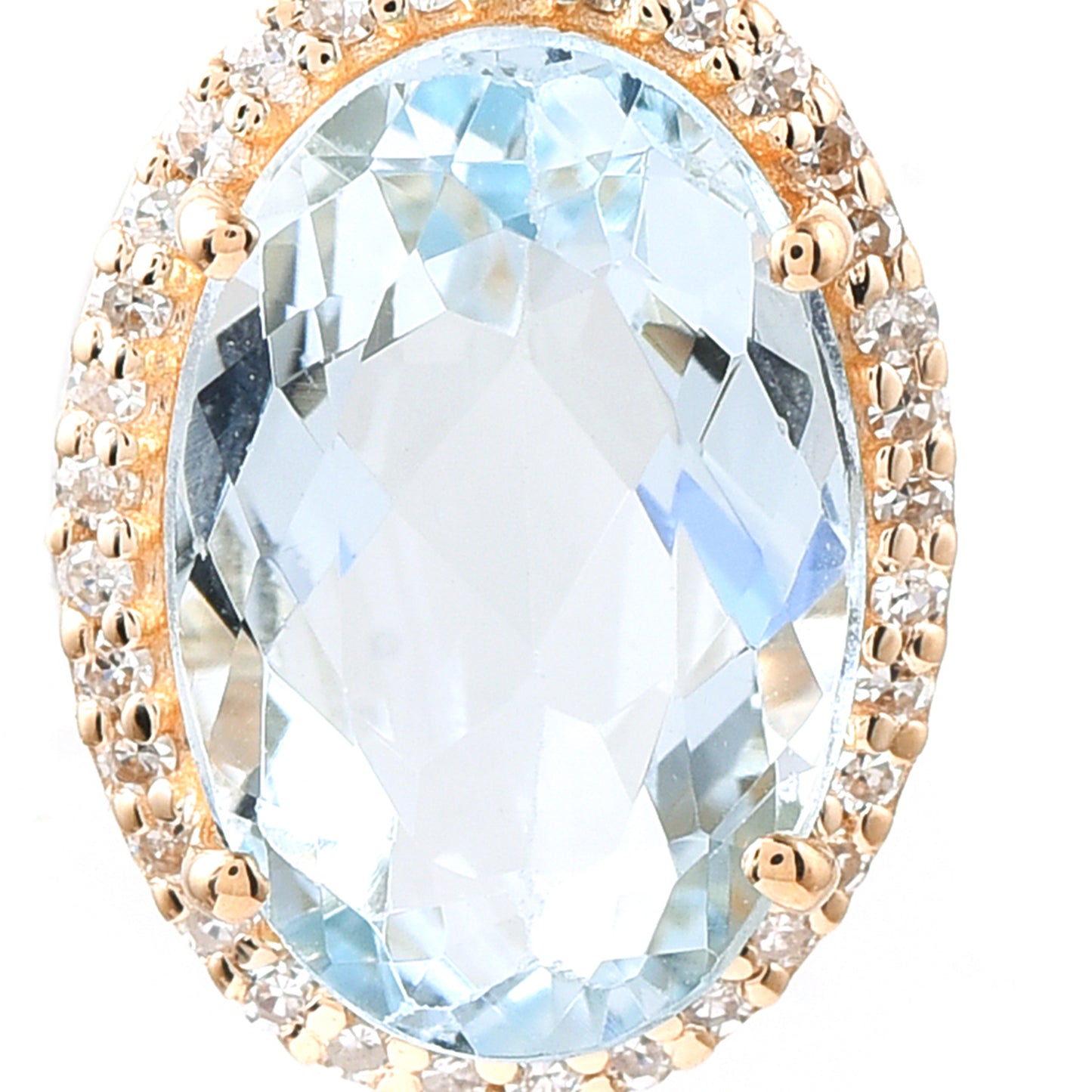 2.29 Ct Oval Mixed Cut Natural Aquamarine 14K Gold Pendant