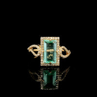 1.55 Ct Rectangle Step Cut Natural Emerald 14K Gold Ring