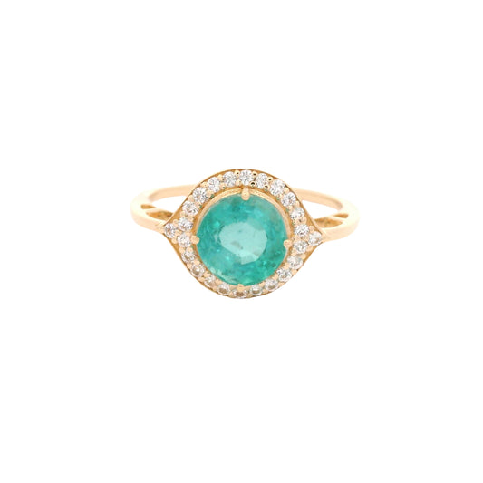 2.11 Ct Round Emerald 14K Gold Ring