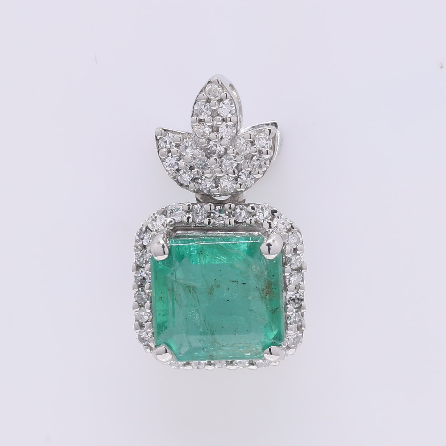 1.33 Ct Octagon Step Cut Natural Emerald 950 Platinum Pendant