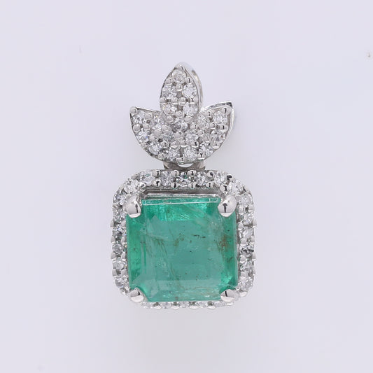 1.33 Ct Octagon Step Cut Natural Emerald 950 Platinum Pendant