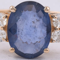 2.24 Ct Oval Natural Sapphire 14K Gold Ring