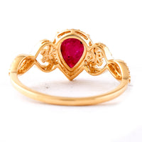 1.42 Ct Pear Mixed Cut Natural Ruby 14K Gold Ring