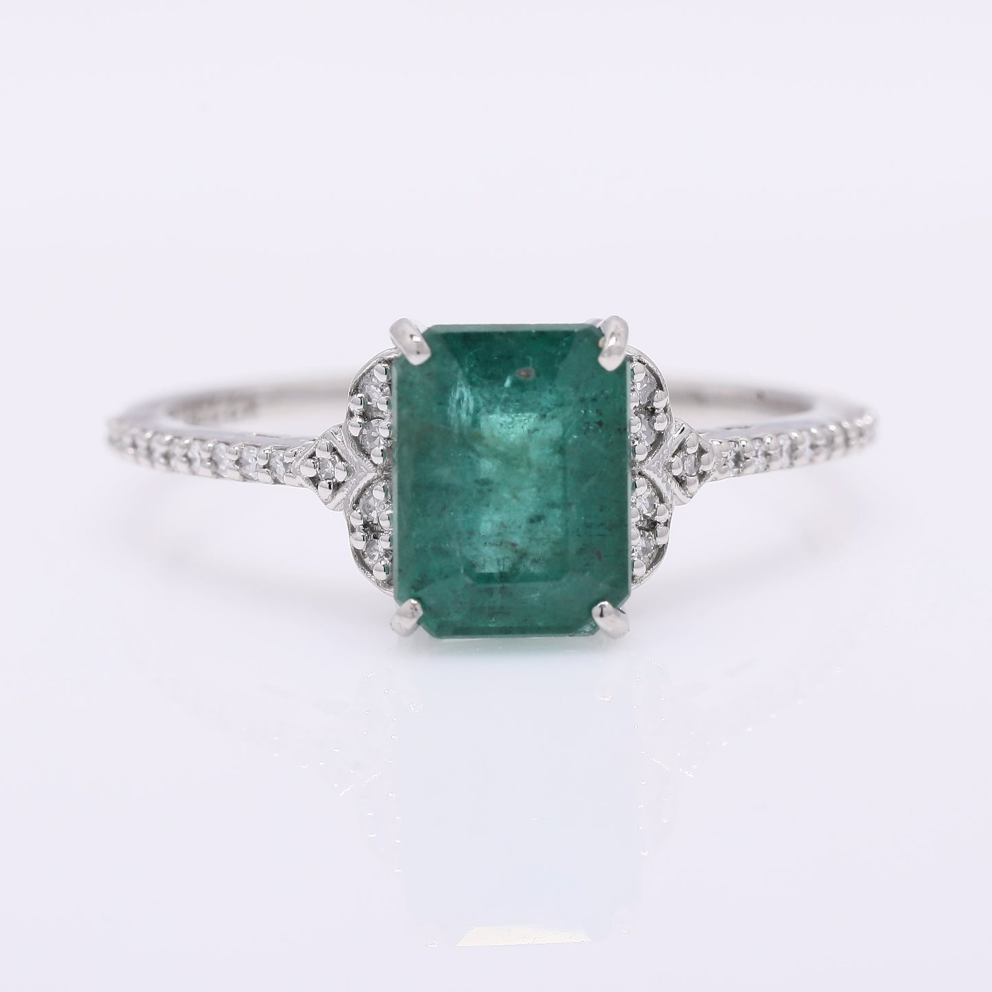 1.92 Ct Octagon Step Cut Natural Emerald 950 Platinum Ring