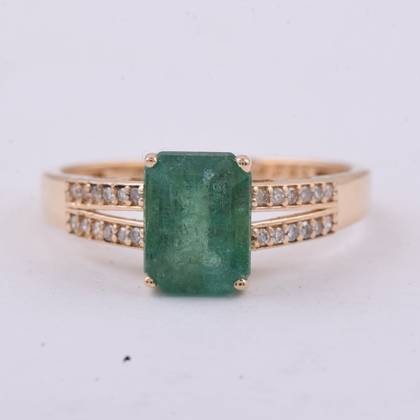 1.86 Ct Octagon Step Cut Natural Emerald 14K Gold Ring