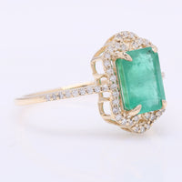 2.23 Ct Octagon Step Cut Natural Emerald 14K Gold Ring