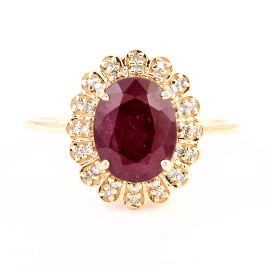 3.21 Ct Natural Codundum Ruby 14K Gold Ring