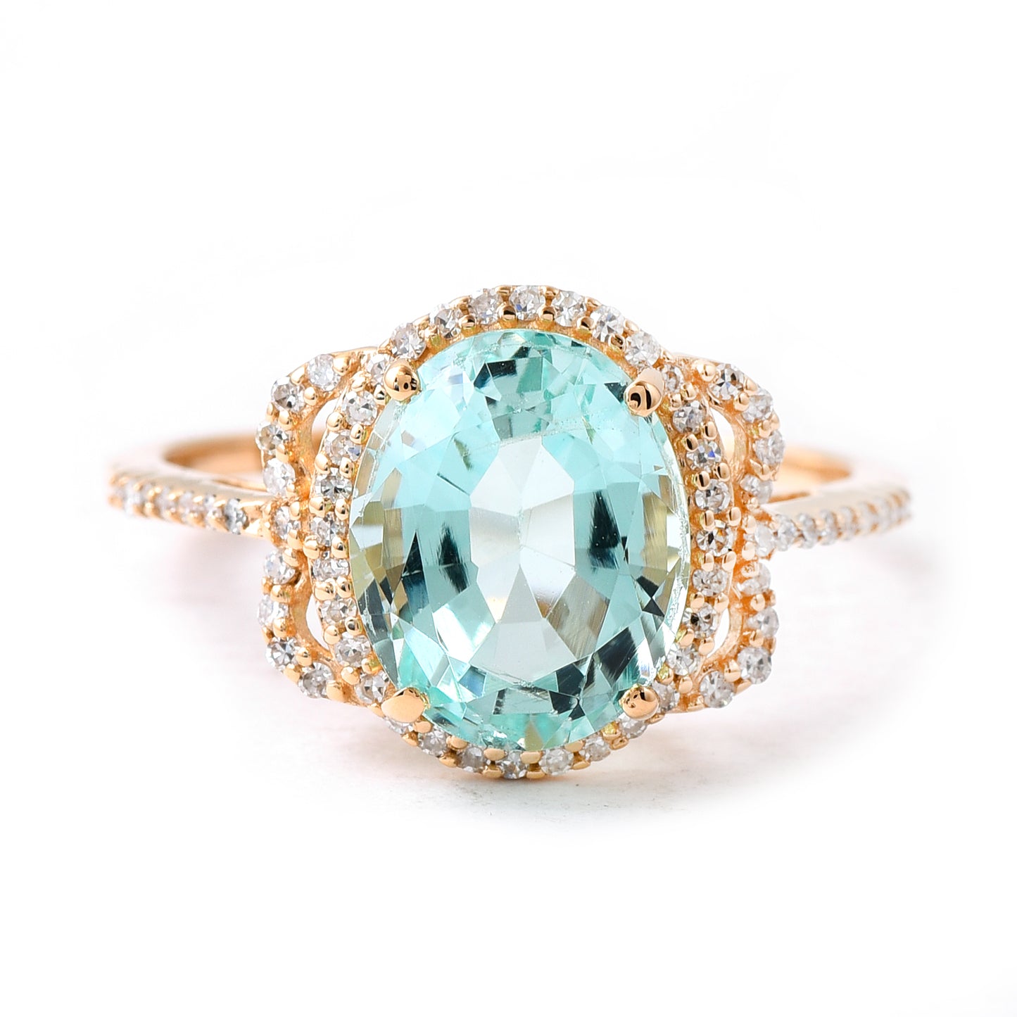 3.14 Ct Oval Mixed Cut Natural Emerald 14K Gold Ring