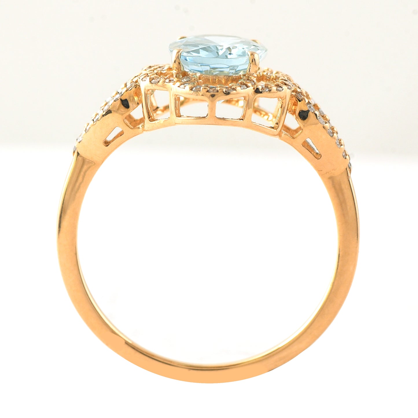 1.55 Ct Oval Mixed Cut Natural Aquamarine 14K Gold Ring