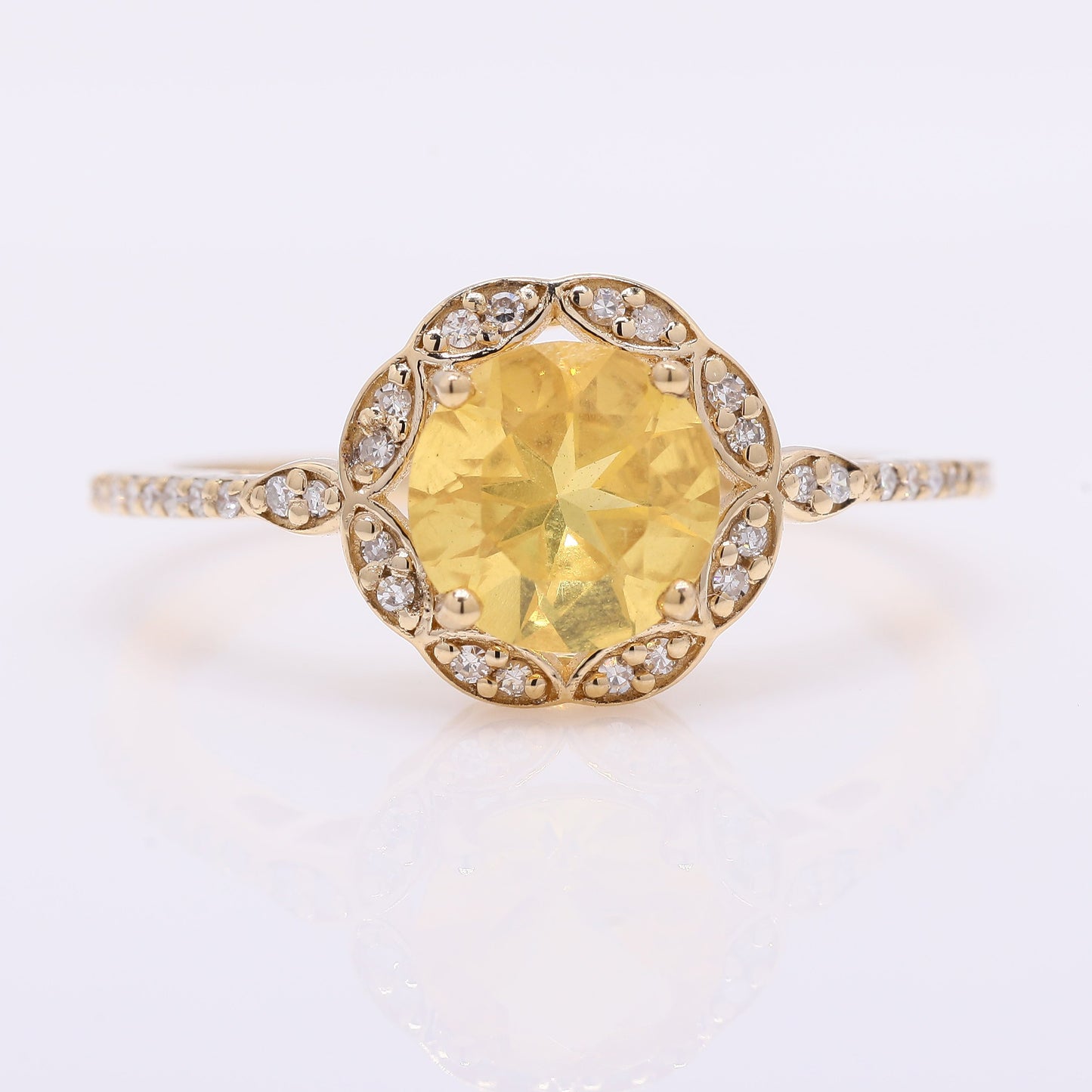 1.03 Ct Round Mixed Cut Natural Fire Opal 14K Gold Ring