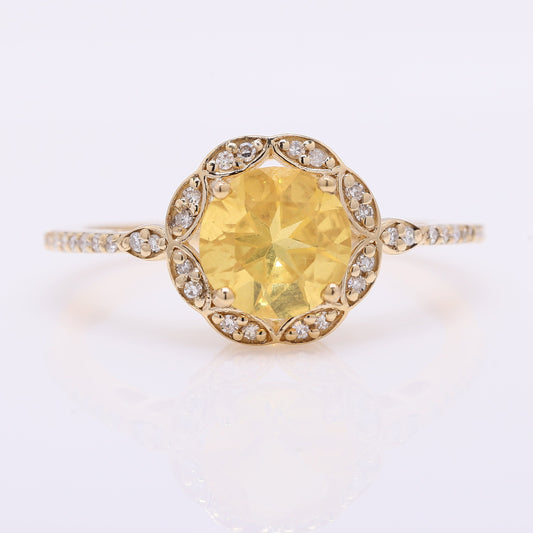 1.03 Ct Round Mixed Cut Natural Fire Opal 14K Gold Ring