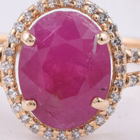 2.03 Ct Oval Natural Ruby 14K Gold Ring