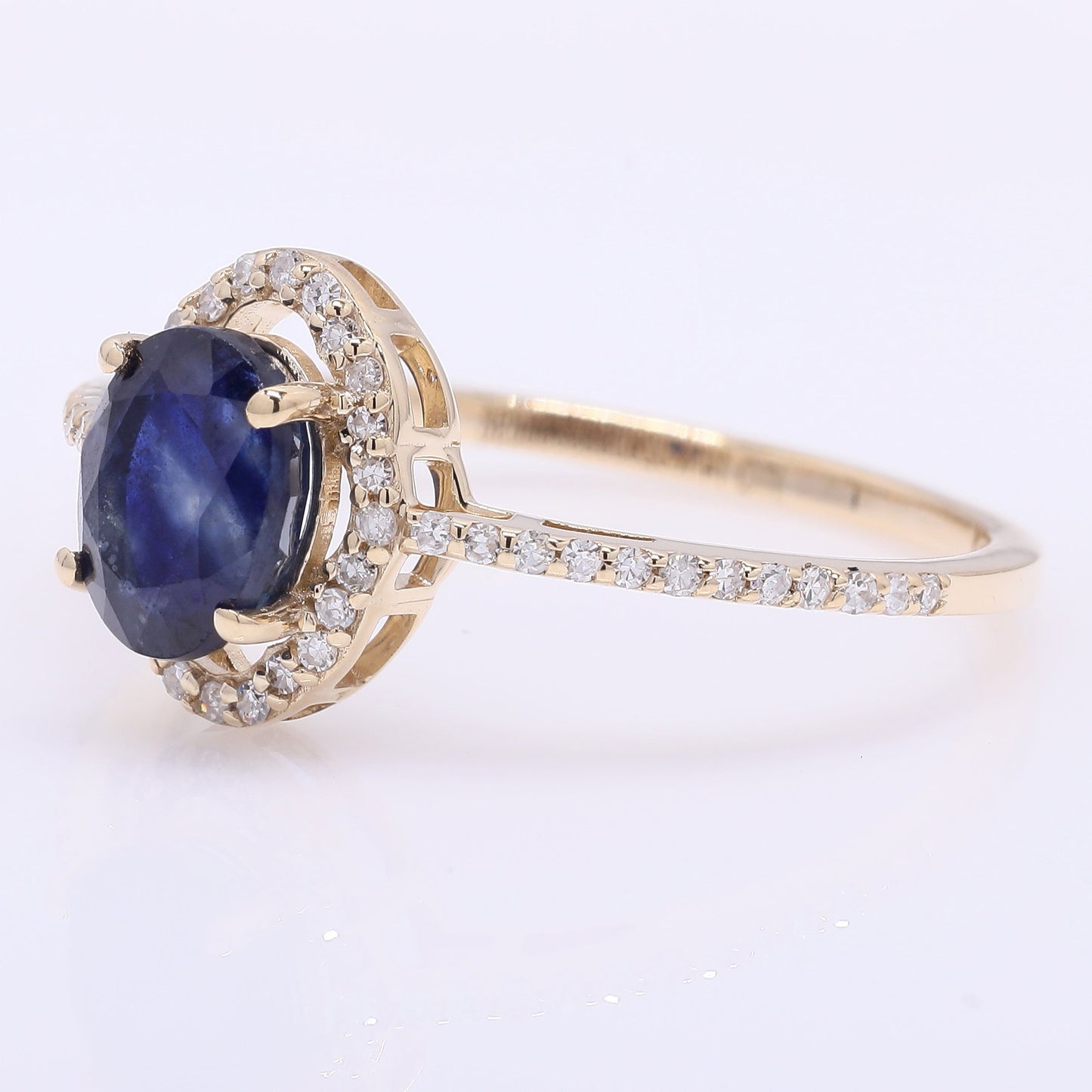 1.61 Ct Oval Mixed Cut Natural Sapphire 14K Gold Ring