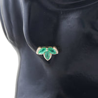 2.19 Ct Marquise Mixed Cut Natural Emerald 14K Gold Earrings