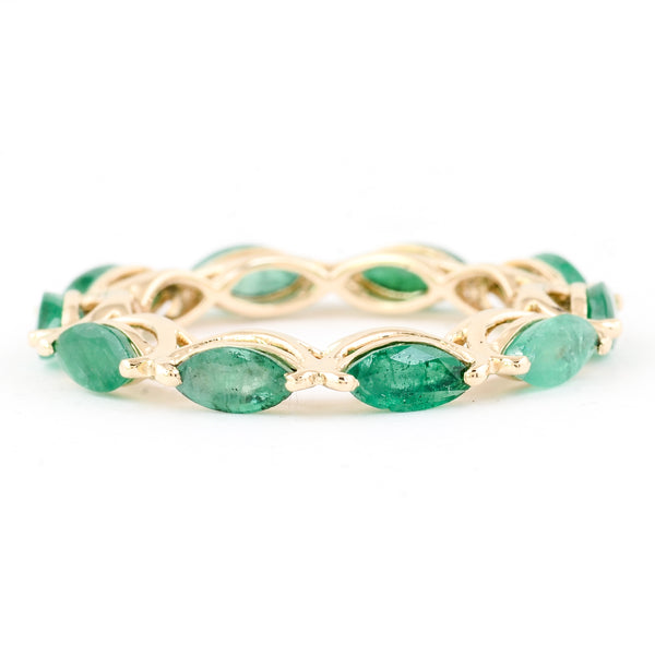2.26 Ct Marquise Mixed Cut Natural Beryl Emerald 14K Gold Ring