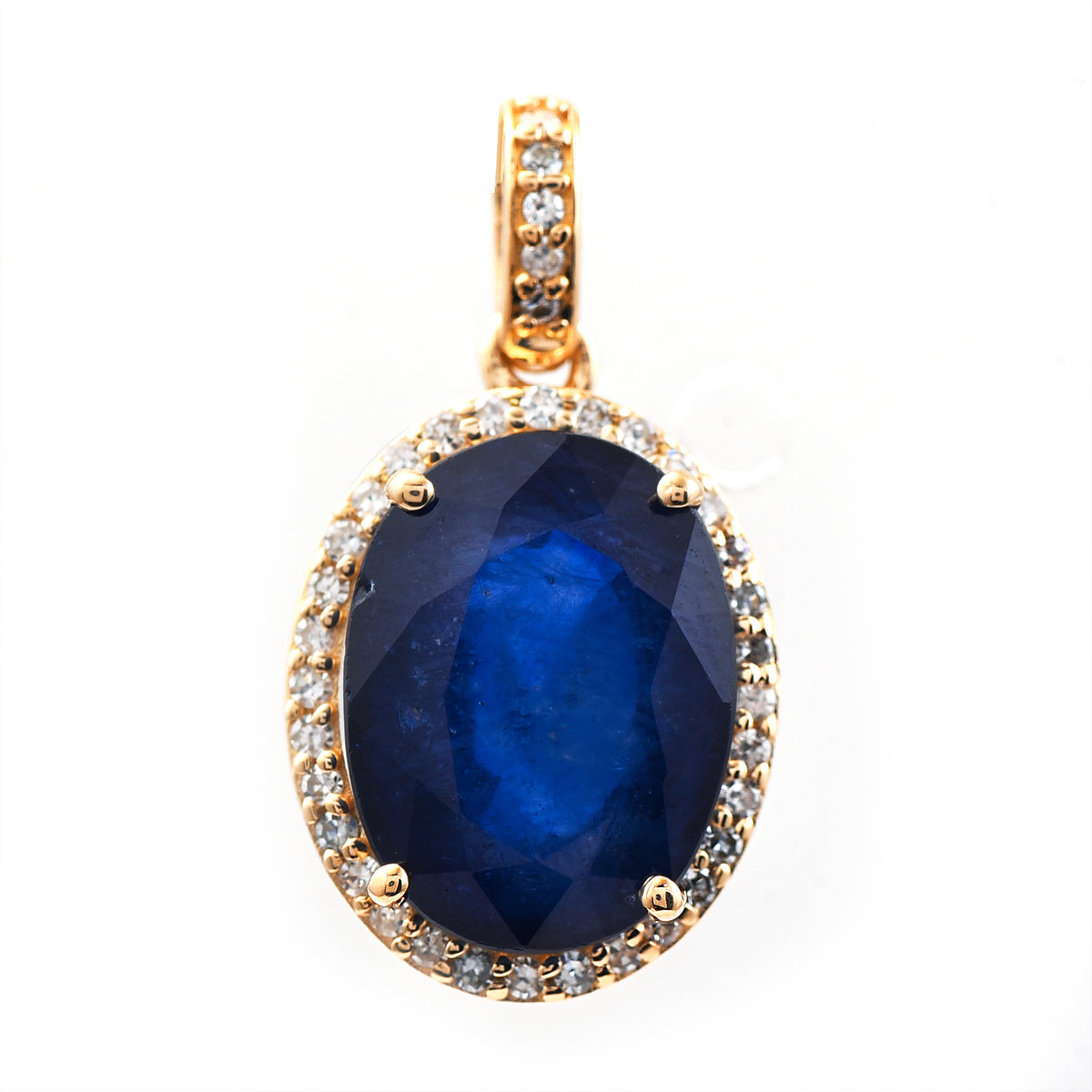 3.87 Ct Oval Mixed Cut Natural Sapphire 14K Gold Pendant