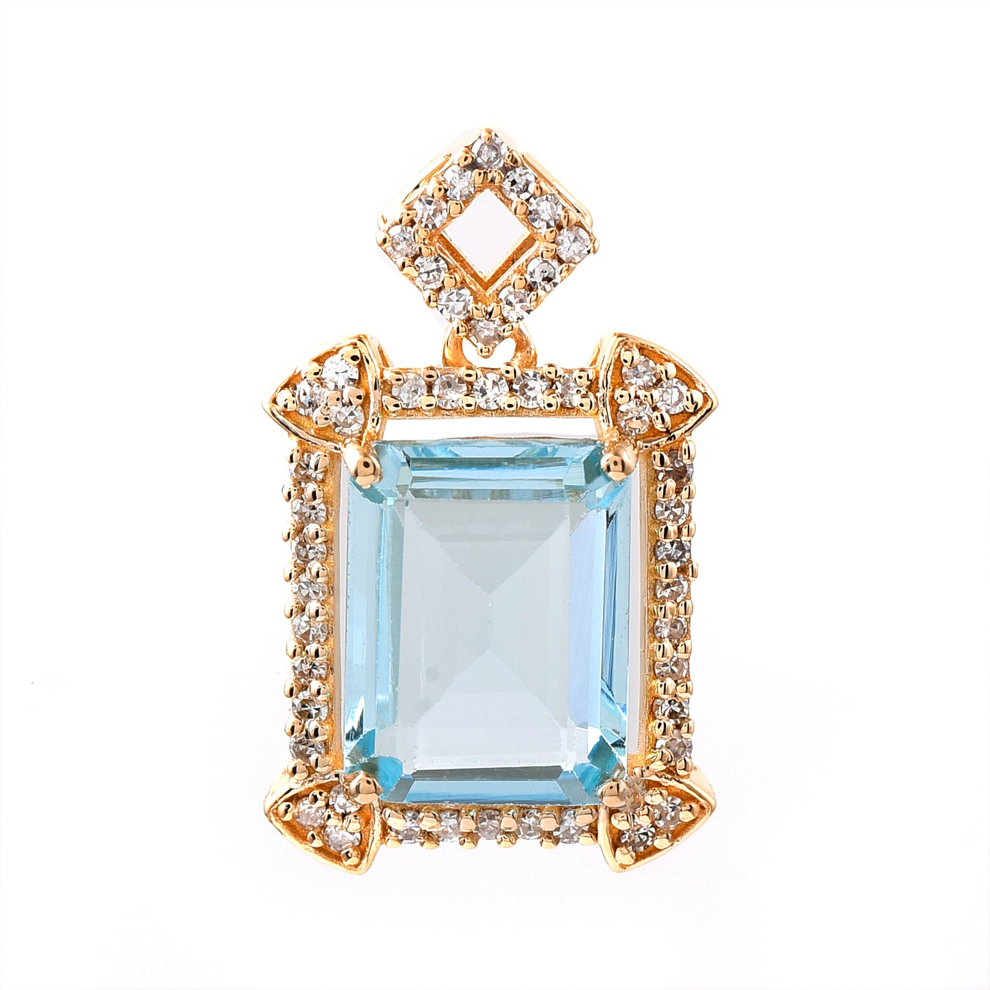 2.03 Ct Octagon Step Cut Natural Aquamarine 14K Gold Pendant