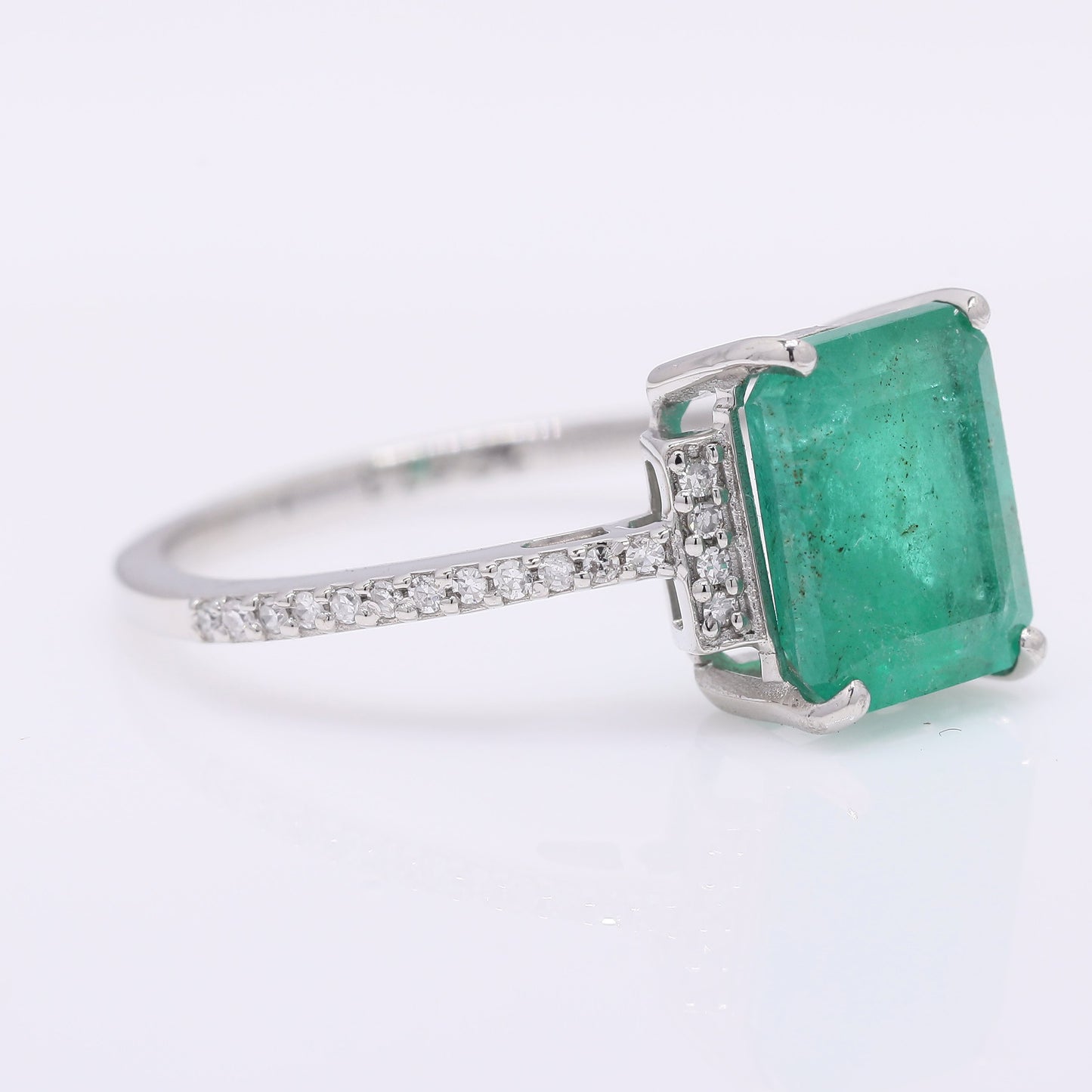 2.60 Ct Octagon Step Cut Natural Emerald 950 Platinum Ring