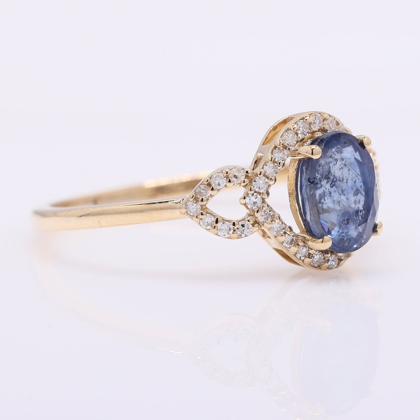 1.38 Ct Oval Mixed Cut Natural Sapphire 14K Gold Ring