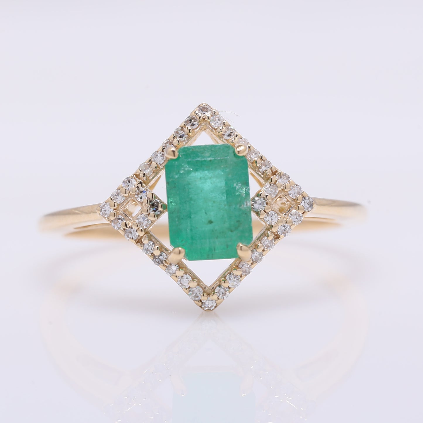 1.18 Ct Octagon Step Cut Natural Emerald 14K Gold Ring